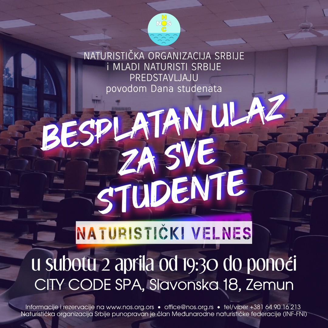 Besplatan ulaz za sve studente u spa u subotu 2. aprila povodom Dana studenata