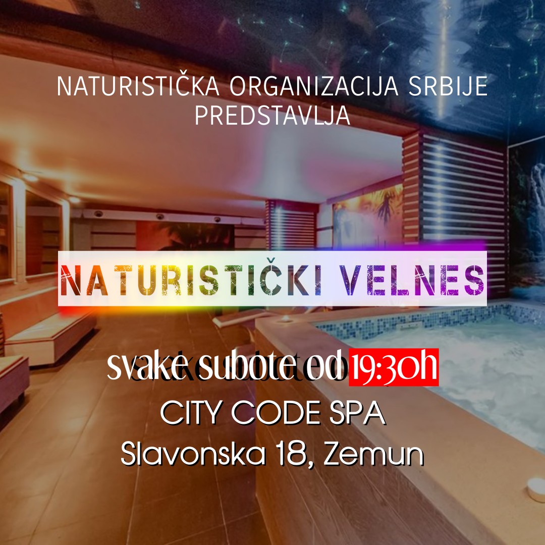 Redovni naturistički velnes termini subotom od 05. februara počinjaće u 19:30 i trajaće do ponoći